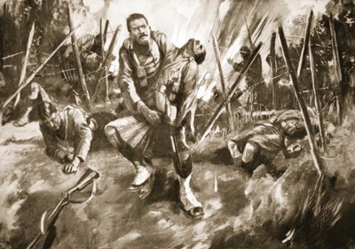 Drummer Kenny Rescuing a Comrade Under Very Heavy Fire by Howard K. Elcock